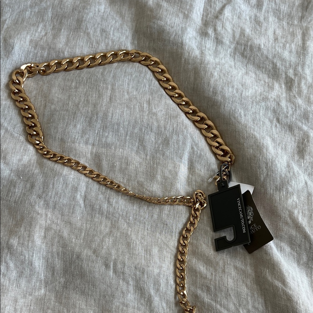Vince Camuto Black and Silver Logo Tag